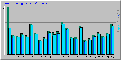 Hourly usage for July 2016